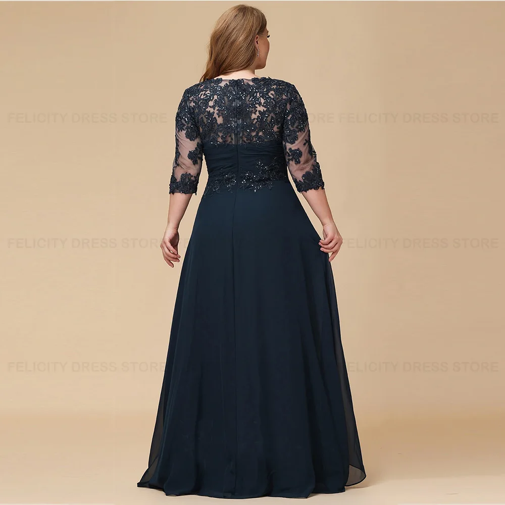 Vestido de talla grande para madre de la novia, traje elegante con apliques de lentejuelas, vestidos formales para invitados de boda, 2023