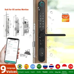 Tuya App Control Weatherproof Outdoor Keyless Smart Locks Bluetooth Digital Aluminum Fingerprint Door Lock-9 Language Voice