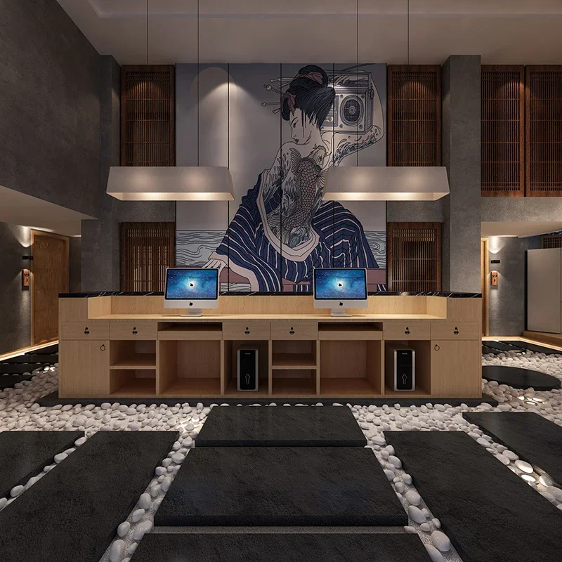 Mesas de recepción modernas, mostrador de tienda, centro del cliente, mesa de pasillo, Atril, tienda de ropa, oficina, muebles de estilo chino Masa