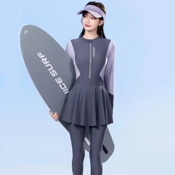 Long Sleeve Muslim Swimwear Women Islamic Swimming Suit Bathing Suit Modest Swimsuit With Skirt Split Pants