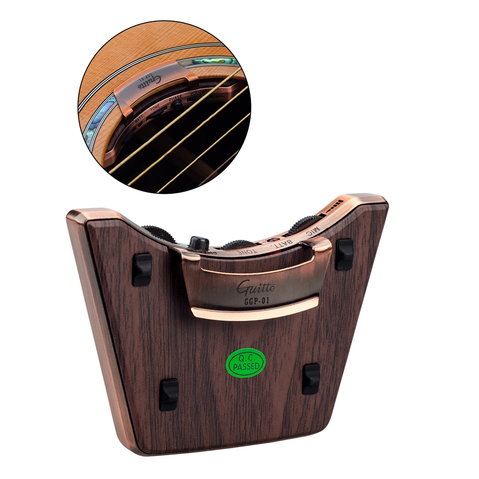 

Acoustic Guitar Sound Hole Pickup Dual Pickup Modes Piezo + Mic Supports Volume Tone Adjusting Phase Function for 36-42 Inch