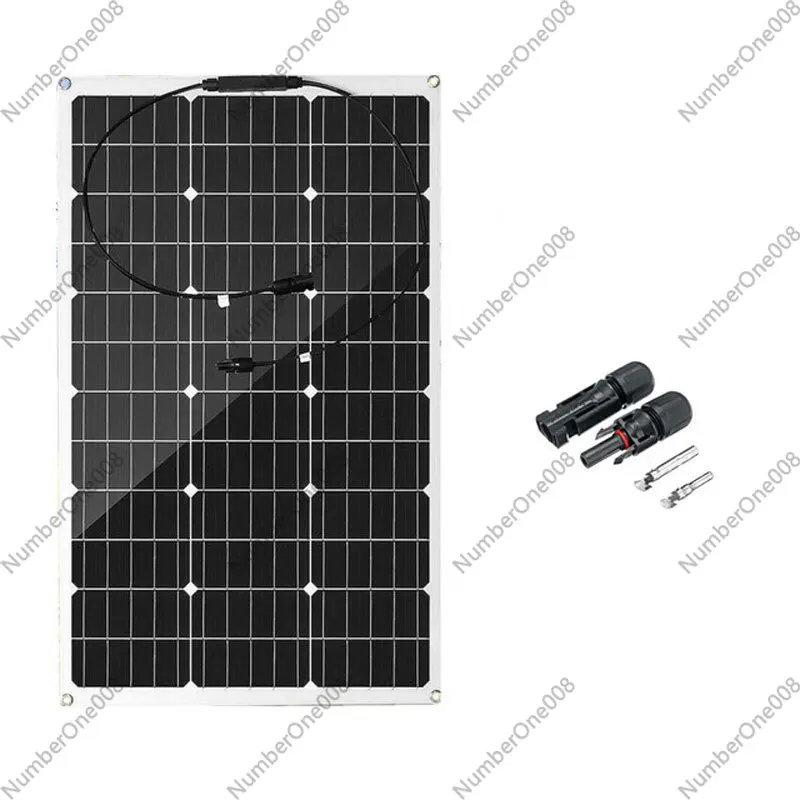 80W 18V Monocrystalline Solar Panel for Outdoor Boat Roof Off-Grid Power Generation 12V Battery Charging RV