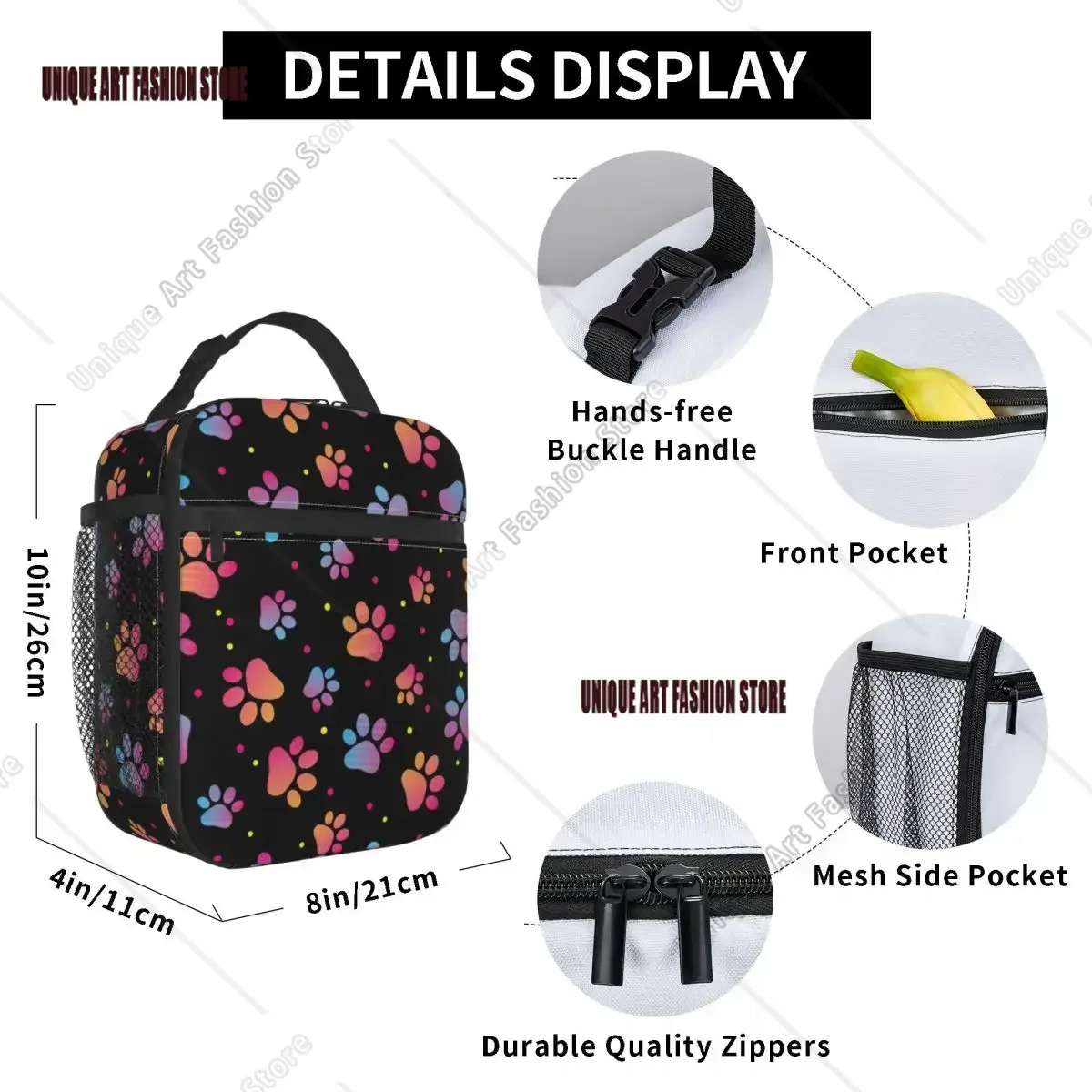 Animal Paw Pattern Insulated Lunch Bags Leakproof Cute Footprint Reusable Thermal Bag Tote Lunch Box Beach Picnic Men Women