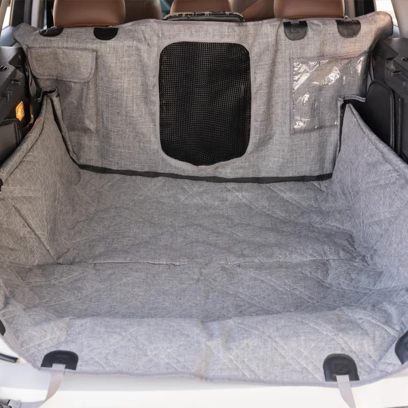 900D Oxford Grey Pet Carrier Dog Car Seat Covers High Quality SUV Travel Accessories Waterproof Trunk Protector