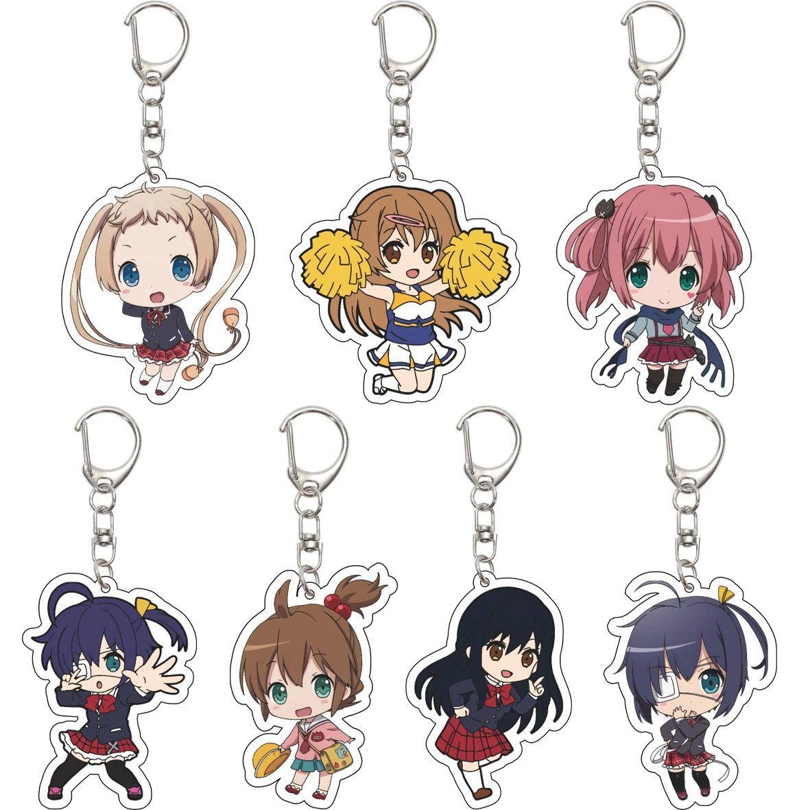 55MM Anime Love, Chunibyo & Other Delusions ‌   Takanashi Rikka Nibutani Shinka Dekomori Sanae Acryl-Schlüsselanhänger Niedliche Geschenke