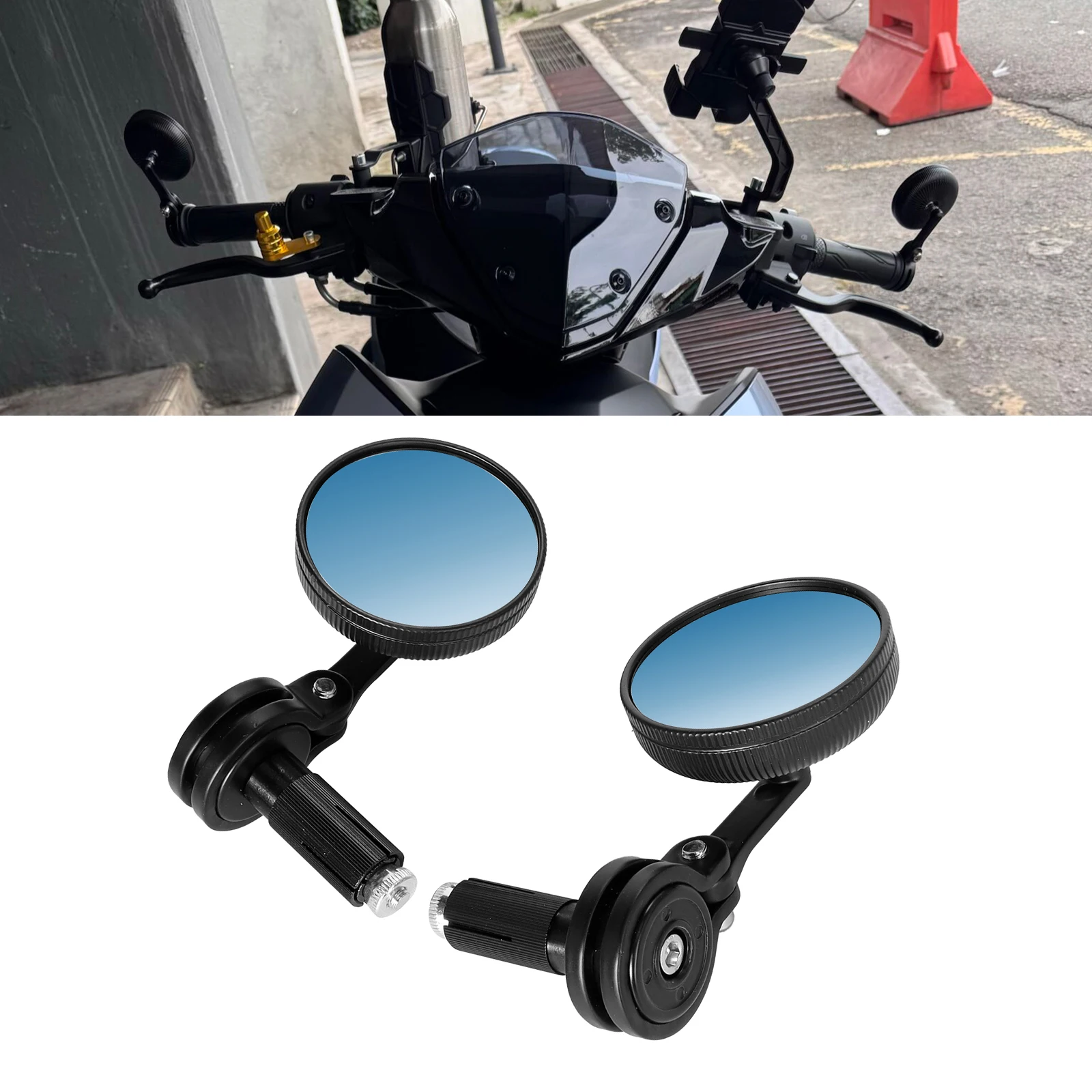 7/8 Zoll (22 mm) Motorrad-Rückspiegel, Lenkerendenspiegel für Yamaha Kawasaki Motorradteile