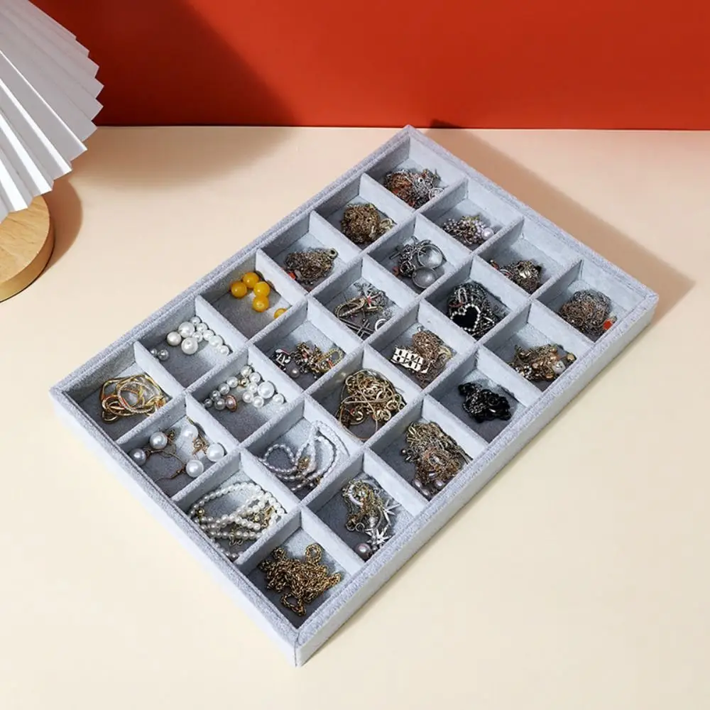 

Wooden Velvet Jewelry Tray Necklaces Large Capacity Jewelry Storage Box Bracelets Organizer Rings Earrings Plate Jewelry Seller