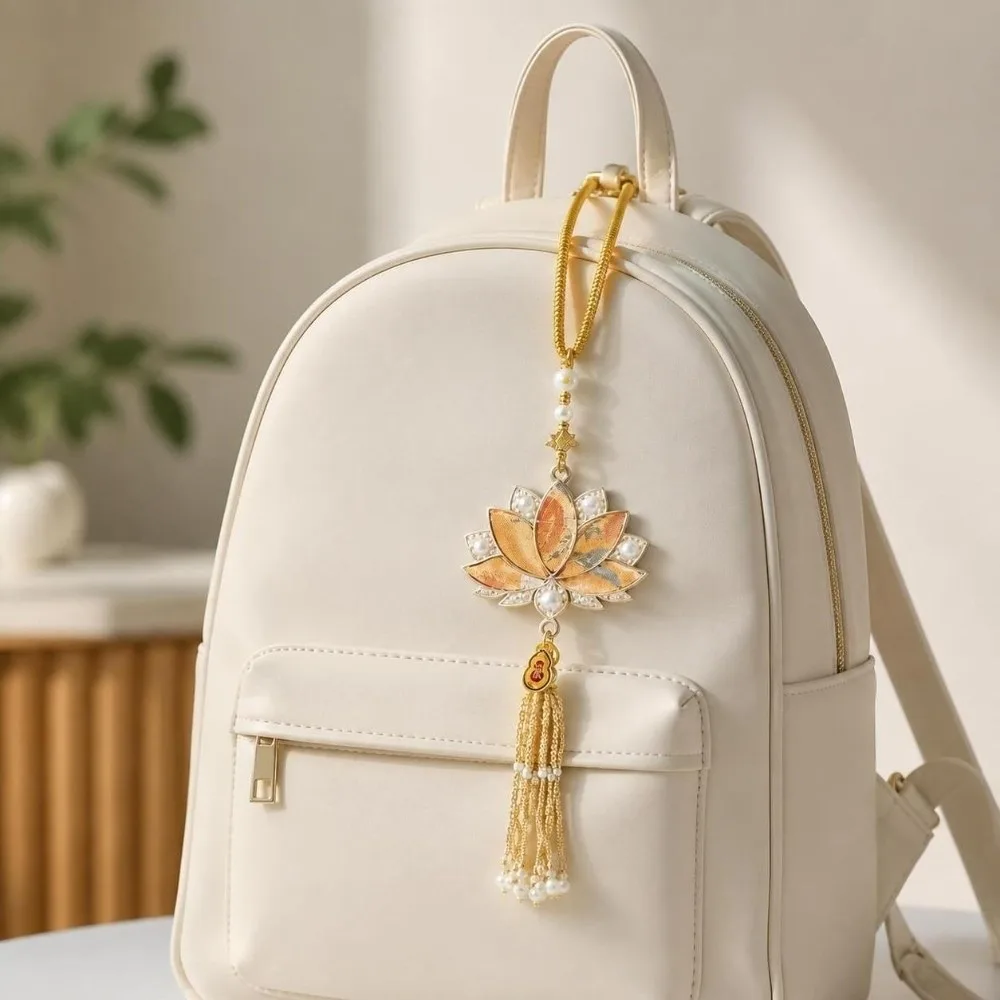 Elegant Embroidery Chinese Style Keychain Tassel Portable Bag Pendant Handmade Creative Backpack Pendant Handbag Accessory