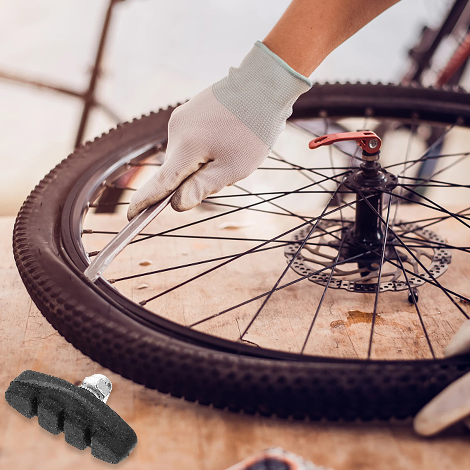 

10 Sets Bike Brake Pads Caliper Blocks Rubber Metal Brakes Accessories Noise Reduction Drainage Tank Grooves Excellent Braking