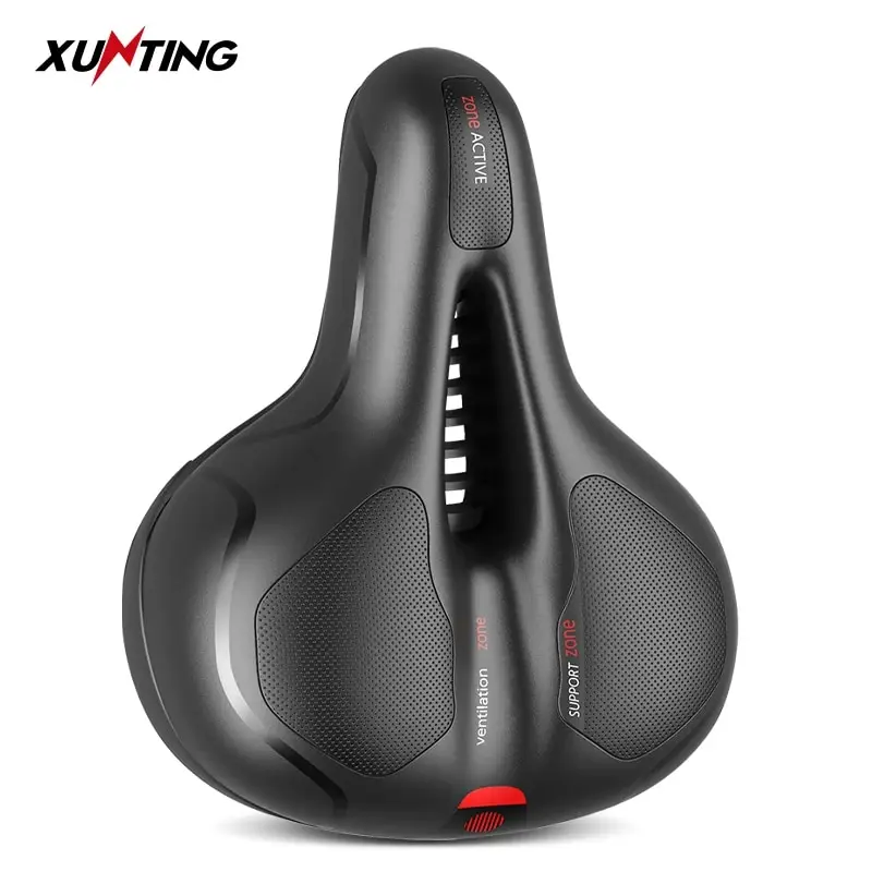 Hollow Breathable Bicycle Saddle Men Women MTB Road Bike Saddle Shock Absorbing Comfortable Big Butt Bike Seat Safety Warning