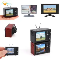 1pc 1/12 Dollhouse Mini Television Kids Pretend Play Toy Vintage TV Model Simulation Furniture Toys Decoration Accessories