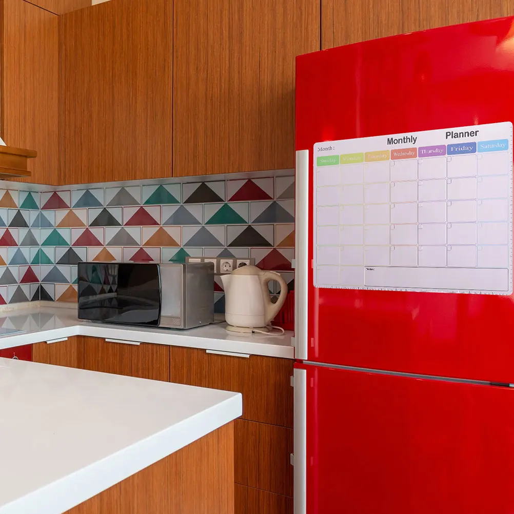 

2pcs Refrigerator Calendar Set Magnetic Whiteboards Fridge Notepad Planner Boards Daily Scheduling Sticky Reminder Fridge Dry