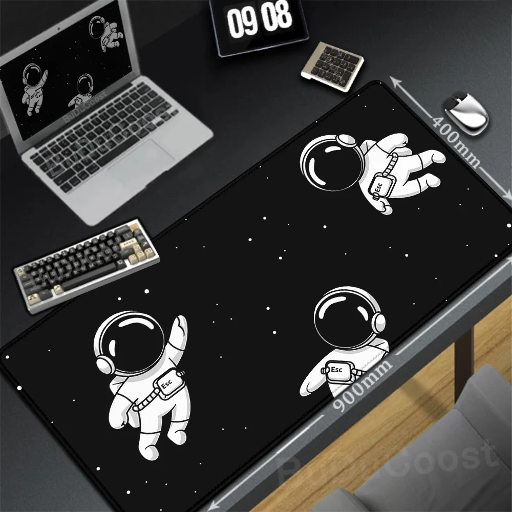 XXL New Desk Protector Mouse Pad Astronaut Print Black Pattern Game Mice Mat Lock Edge Keyboardpad Mausepad Computer Accessories