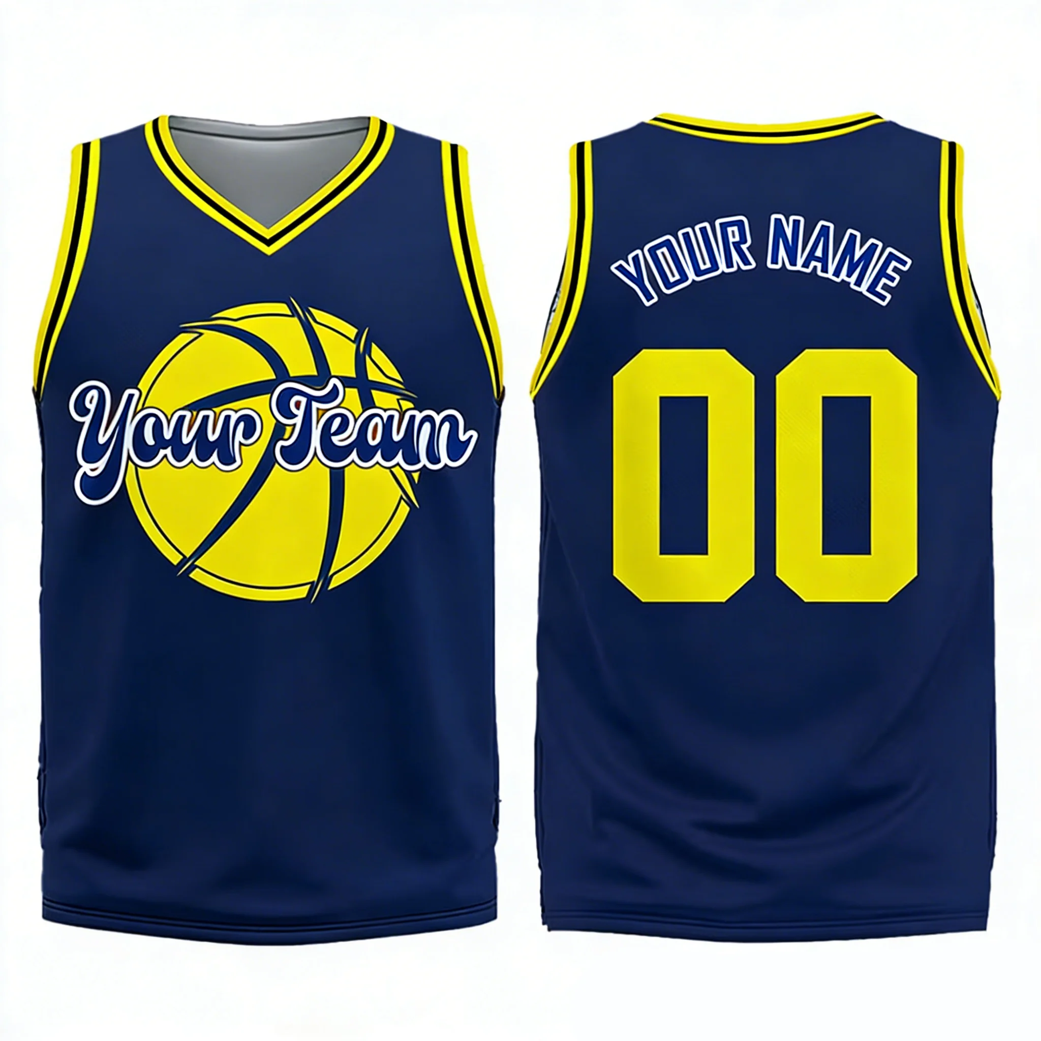 Personality Custom Basketball Team Vest For Men's Clothes Sleeveless V Neck Customized Name Number Sport Loose Breathable Top