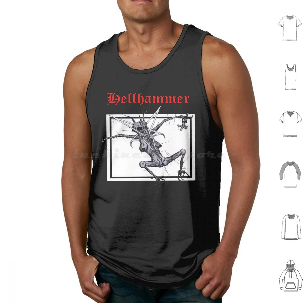 Hellhammer Demon Entrails Tank Tops Vest Sleeveless Hellhammer Black Metal Frost Metal Bathory Death Metal Darkthrone Thomas