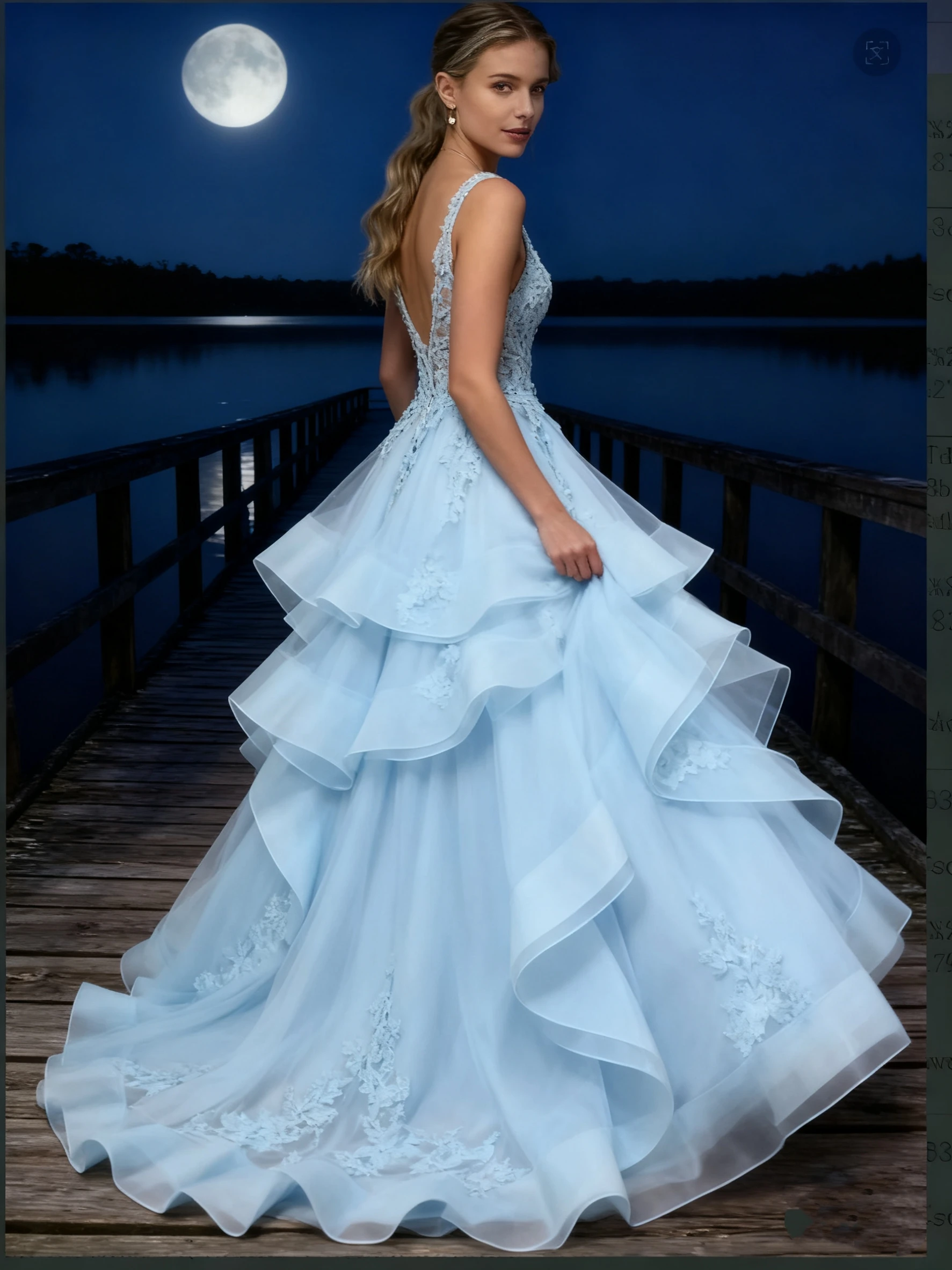 Oisslec Dress Elegant Vintage Sweet Blue Applique Lace V-Neck Customize Formal Occasion Prom Dress Evening Party Gowns