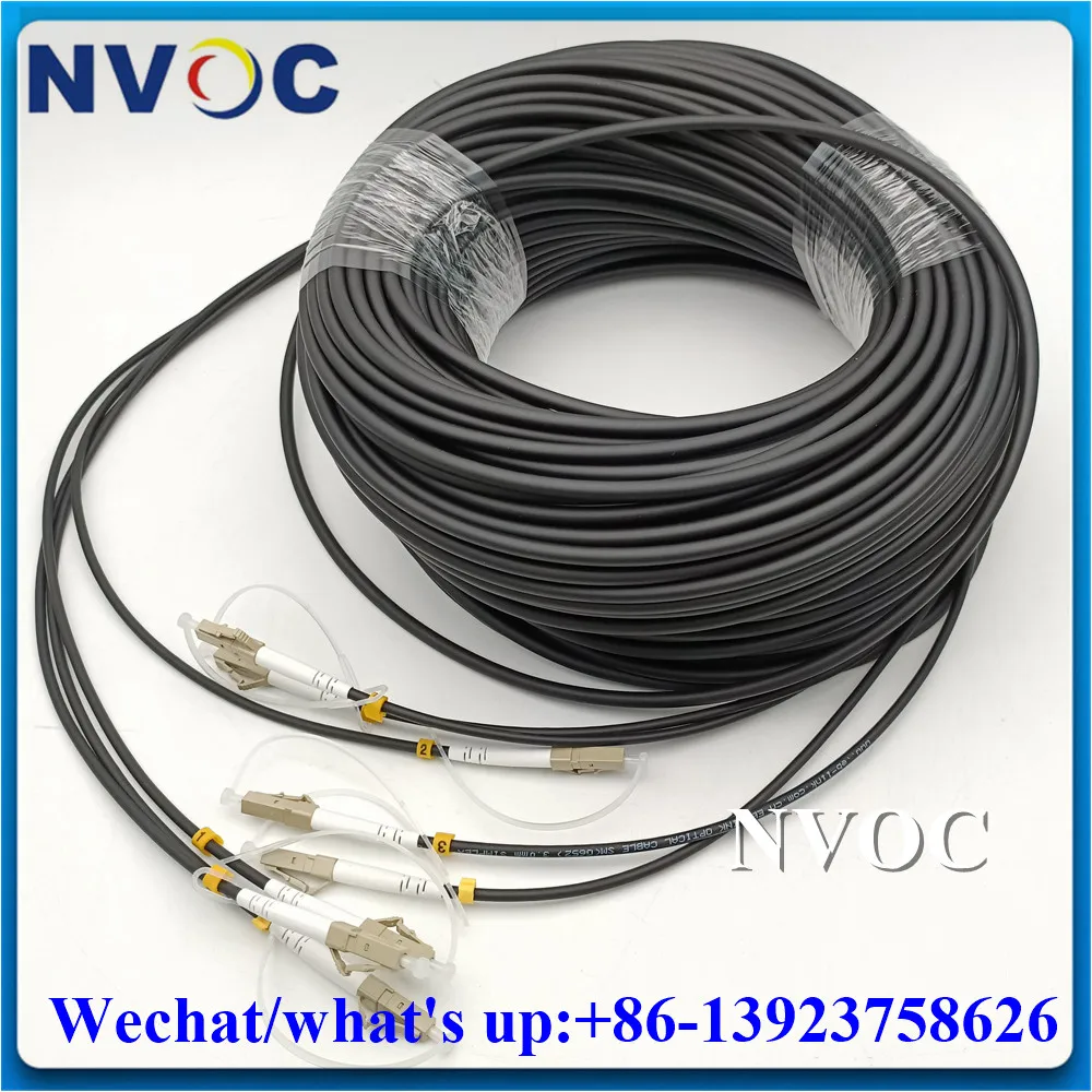 4C OM3-150 LC-LC Patch Cord,4Fibers Multimode MM LSZH/TPU 10/20/30M Outdoor LC/ST/FC/SC Armored Fiber Optic Cable