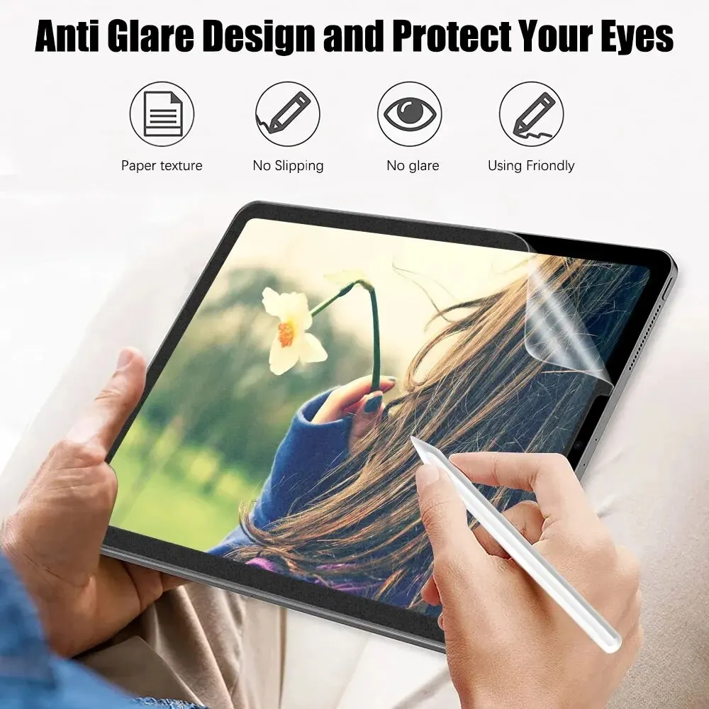 3Pcs Paper Feel Like Screen Protector For iPad 10th 9th Generation 8 7 6 Air 5 4 Pro 11 12.9 10.5 9.7 Mini 5 6 13 2024 No Glass