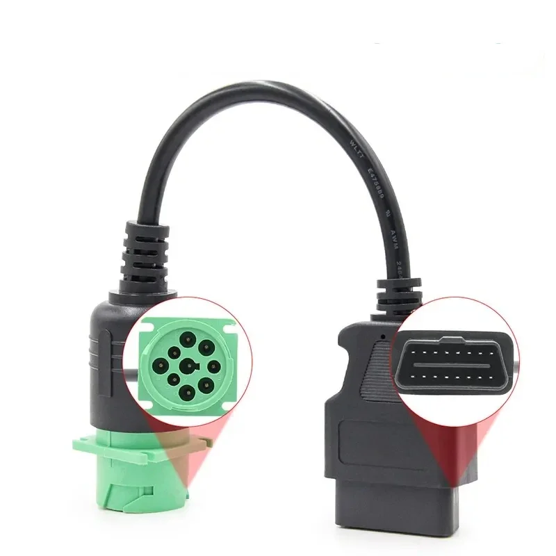 Latest OBD2 Truck Diagnostic Cable J1939 OBD 9Pin To 16Pin Male Connector for Cummins Deutsch 9pin Truck Cable Support Vehicle