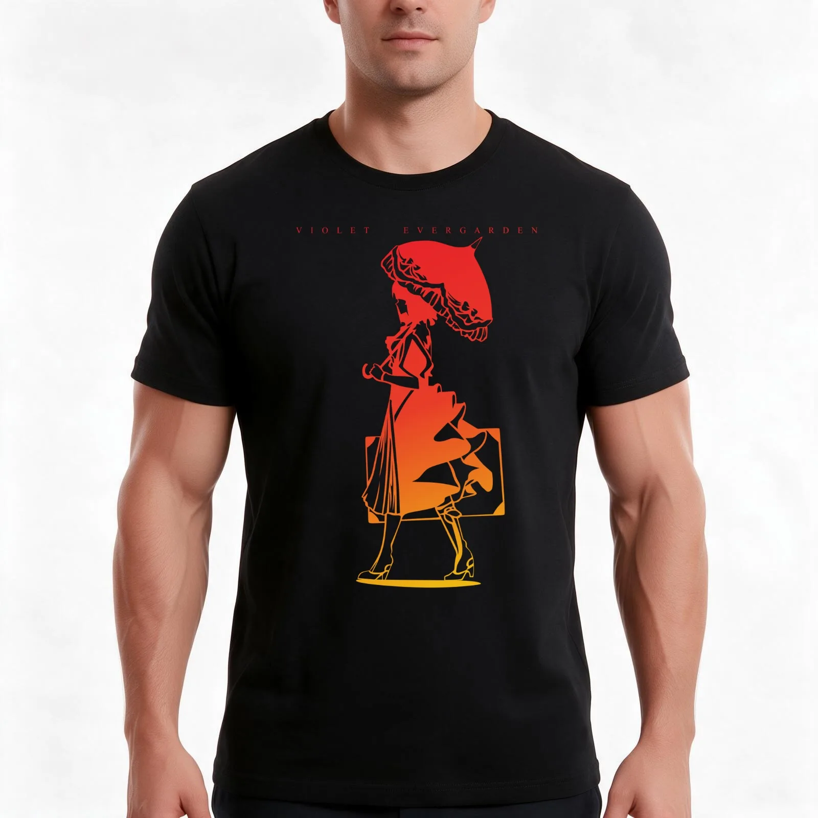 Violet Evergarden Sunset T-Shirt, Summer Casual Cotton Tee, Oversized Streetwear Tops, Vintage Graphic Print, Unisex Men Women