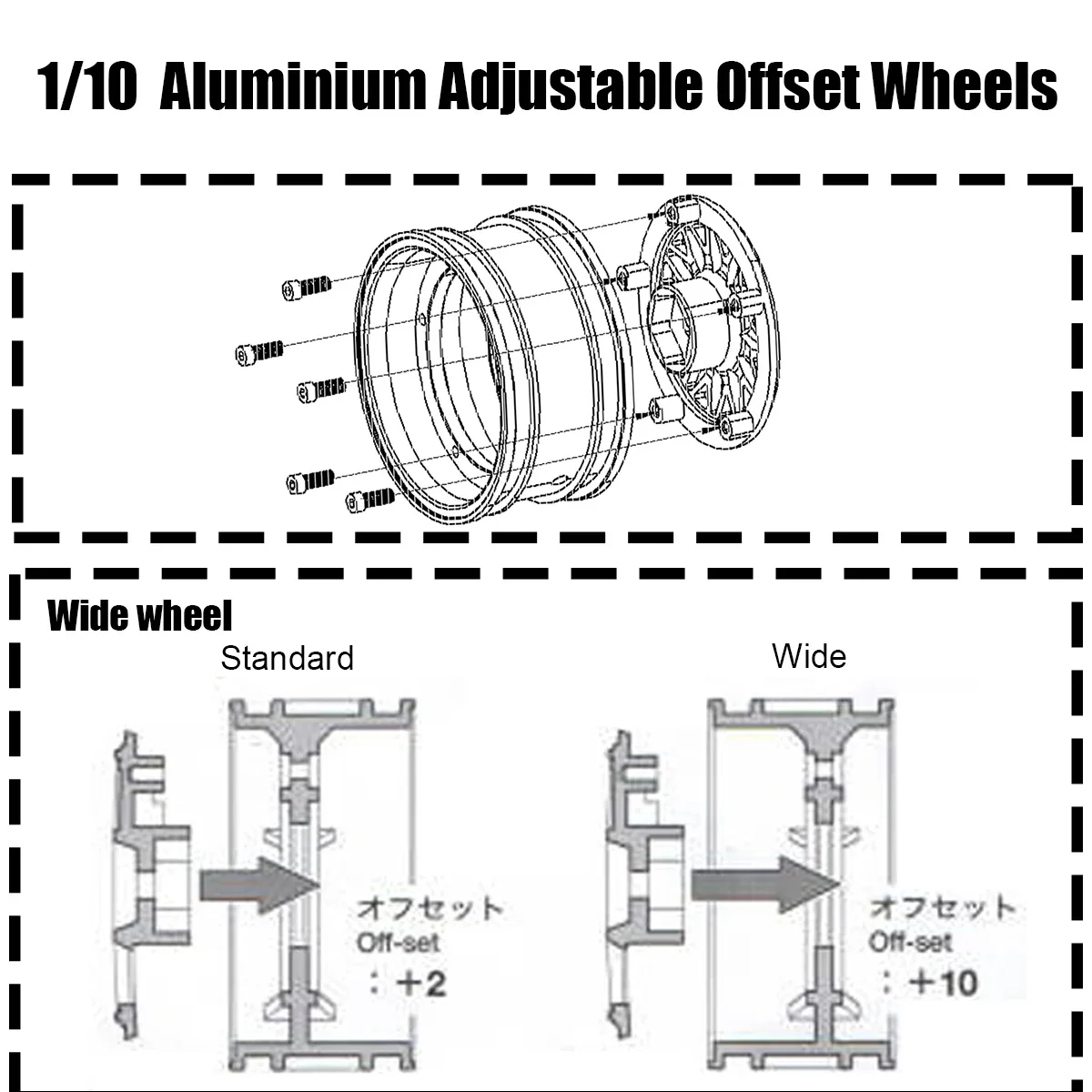 Aluminum Front Rear Wide Mesh Wheels Set for Tamiya TA02 TA02SW TA01 TA02W TA03 Chassis 1/10 RC On-Road Touring Car
