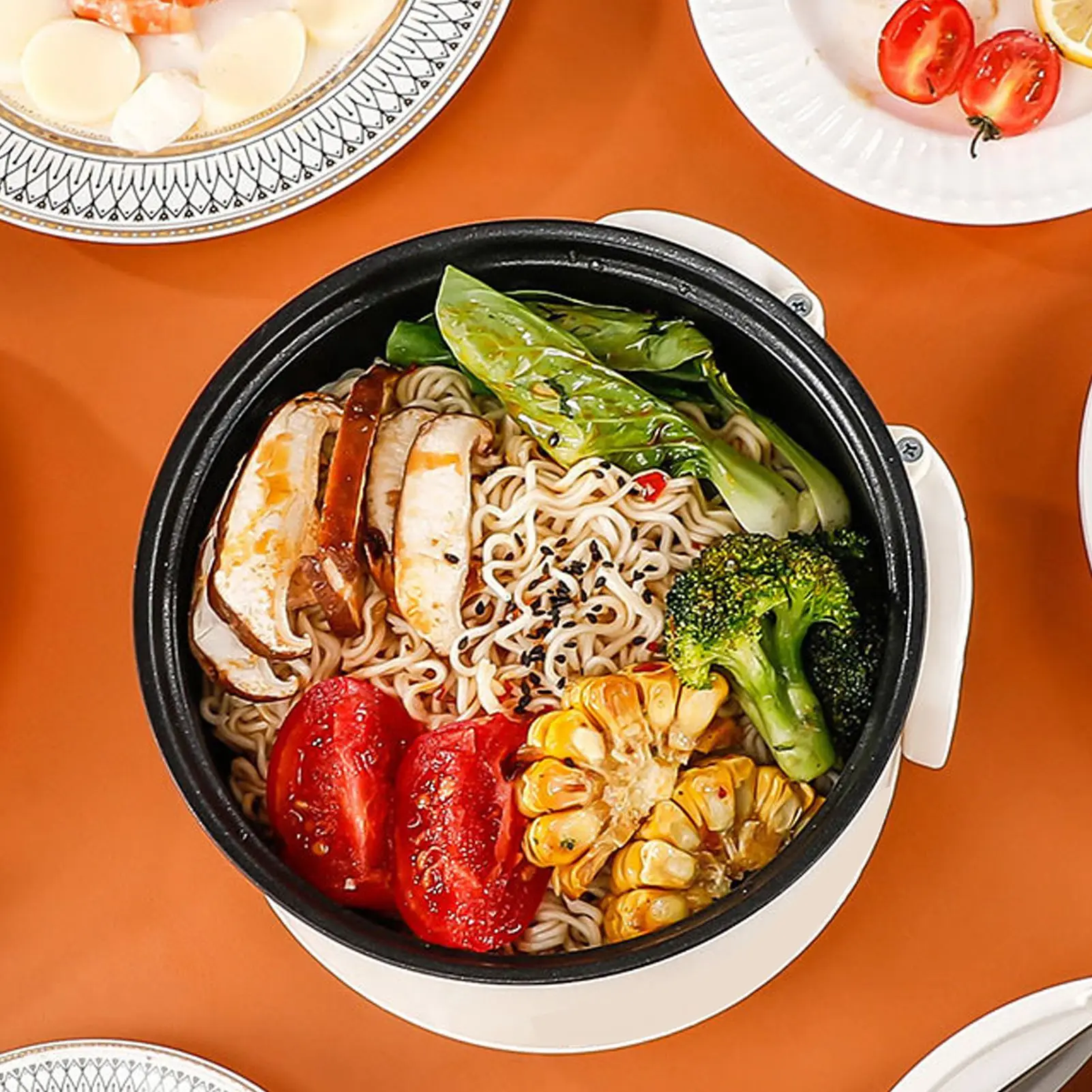 وعاء طهي كهربائي أخضر 1.8 لتر 600 وات مع بخار 2 مستوى قابل للتعديل مضاد للالتصاق طباخ متعدد الوظائف للحساء المعكرونة