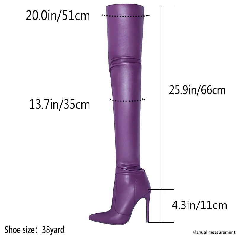 Sexy High Heels Purple Women Thigh High Boots 2023 Side Zipper Stiletto Pointed Toe Women\'s Shoes Autumn Over The Knee Boots