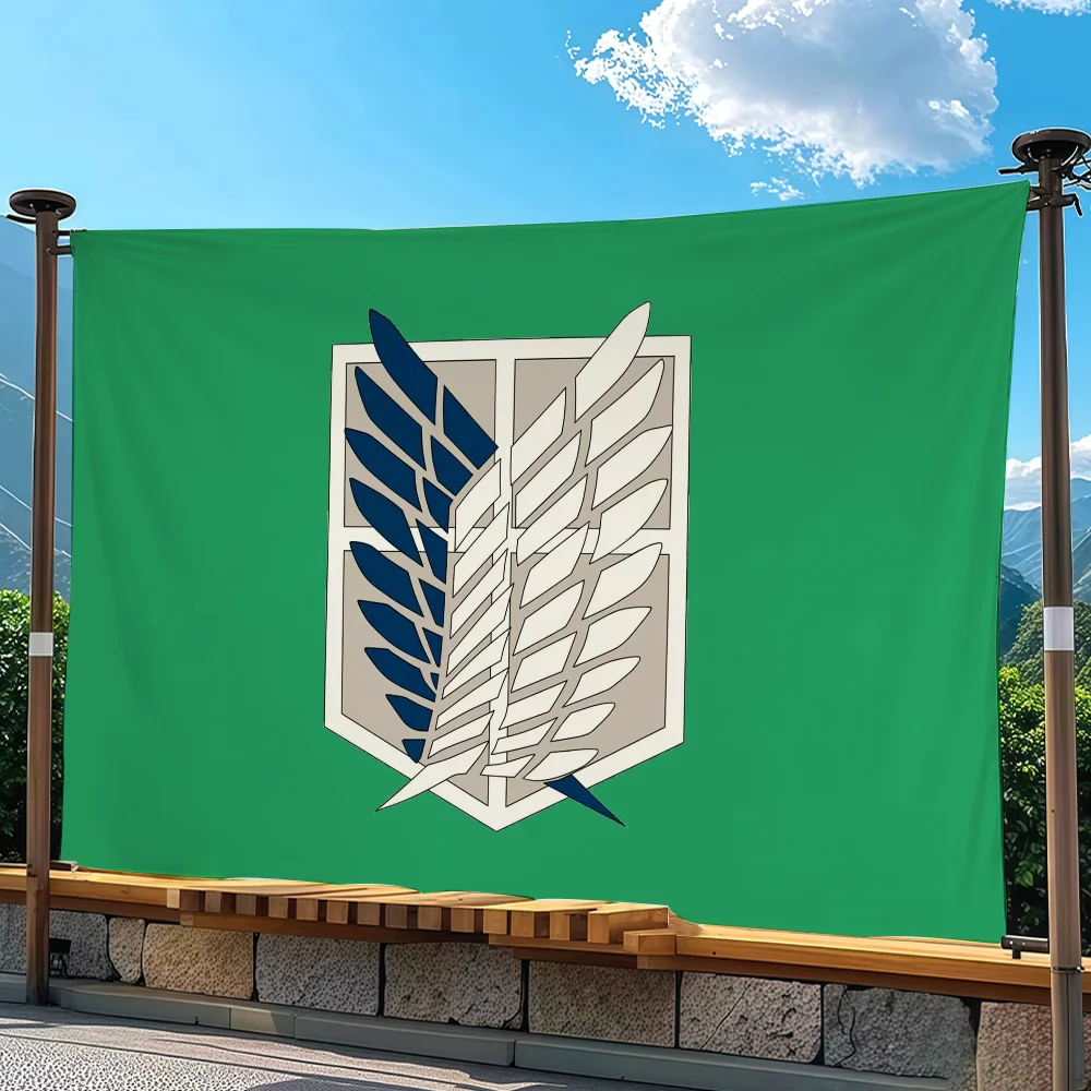 A-Attack on T-Titan Survey Corps flag Advertising Banner for Camping Decoration Outdoor & Garage Wall Hanging Decorations
