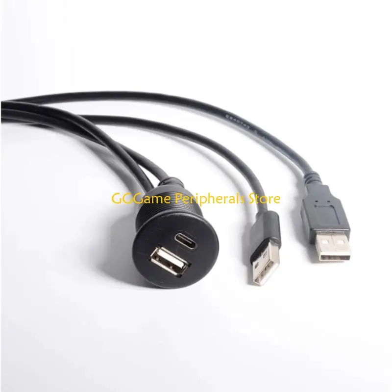 U55B Double Port USB Female Type C Female Extension Cable 1m Reinforced PVC
