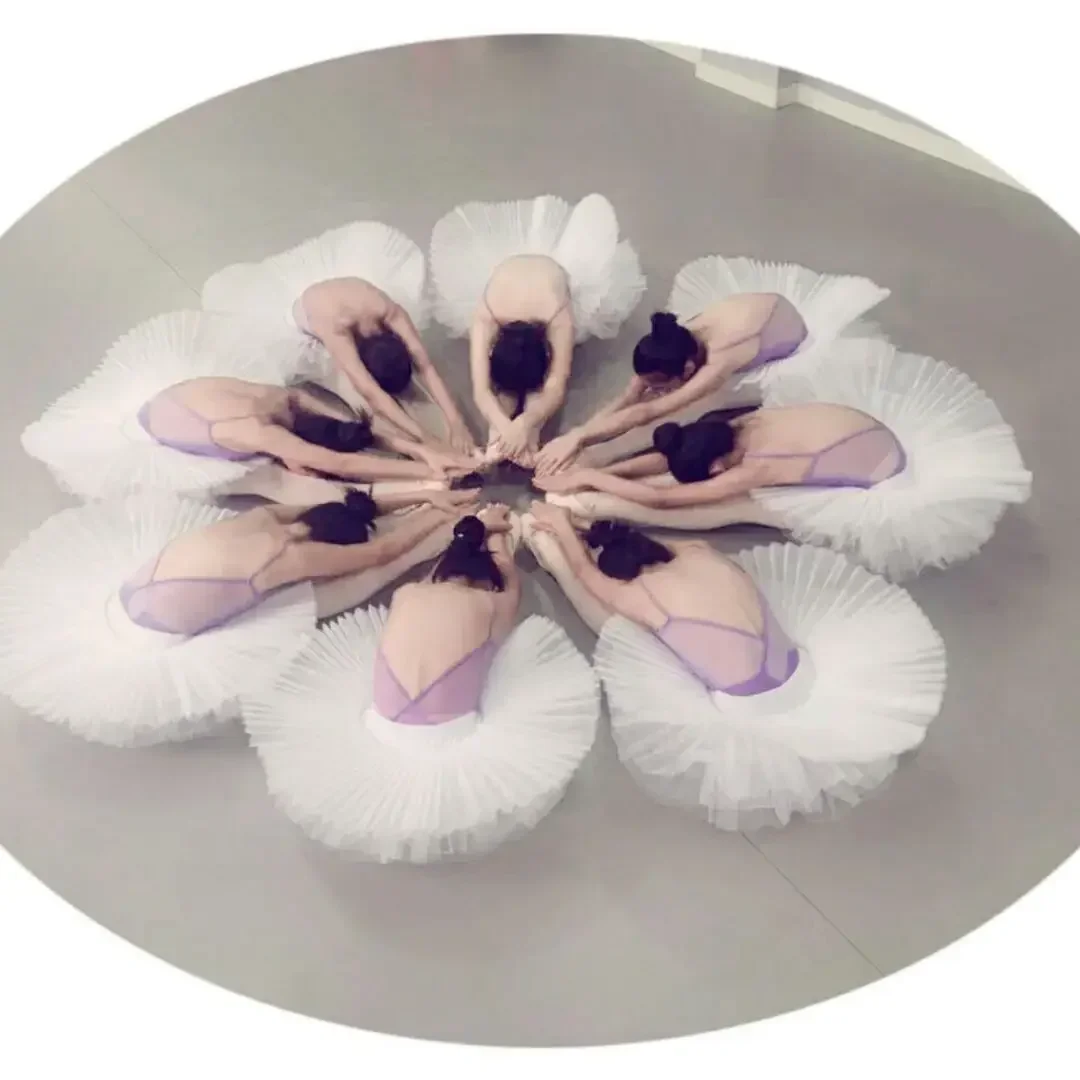 Gonna tutu per body da balletto per adulti Costumi di danza femminile del Lago dei cigni Tutu di balletto professionale Gonne pancake per le donne 6 strati