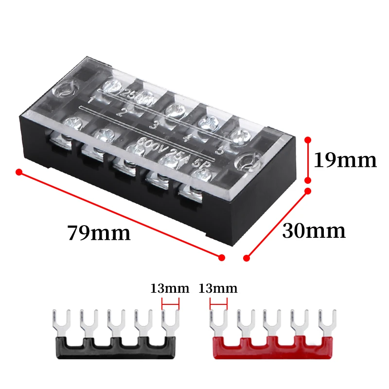 1 stücke 25A 600 V Zweireihige Streifen Elektrische Schraube Terminal Block Zaun Schraube Band Draht Stecker 3/4/5/6/8/10/12 Position