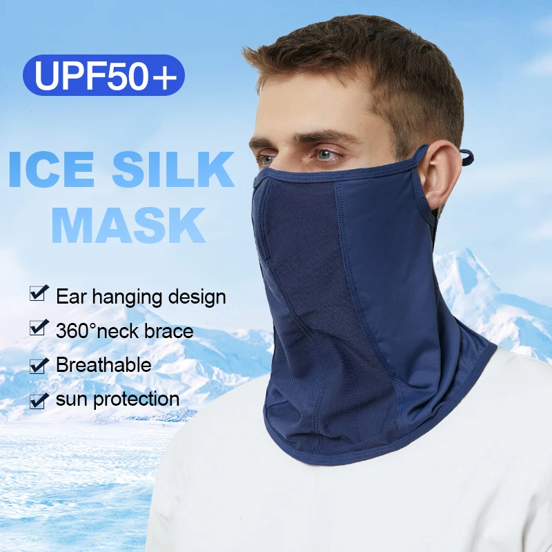 Ijszijde Fietsen Bandana Ademende Mesh Gezichtsbedekking Half Masker Hang-Oor Hals Gaiter Cool Tube Sjaal Voor Sport Wandelen