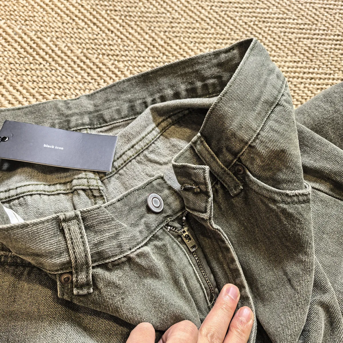 Amekaji Wear Ripped Casual Pants Worn Looking Washed-out Worn Men and Women Couple Straight Jeans Hipster
