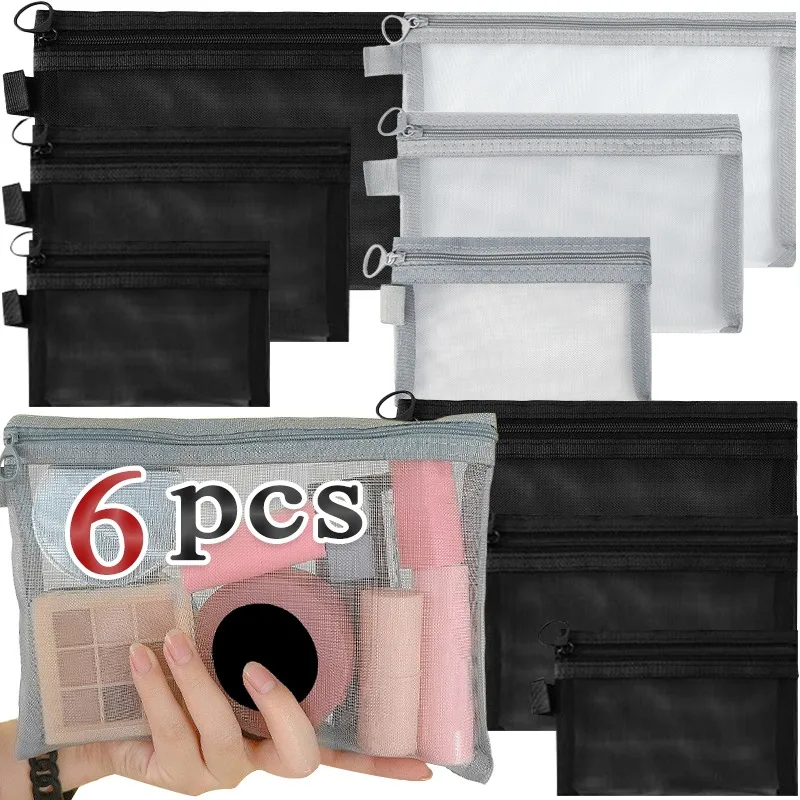 Multi Size Mesh Storage Bag Portable Zipper Opening Small Items Receiving Pouch Light Cosmetic Bags Convenient Skin Care Pack