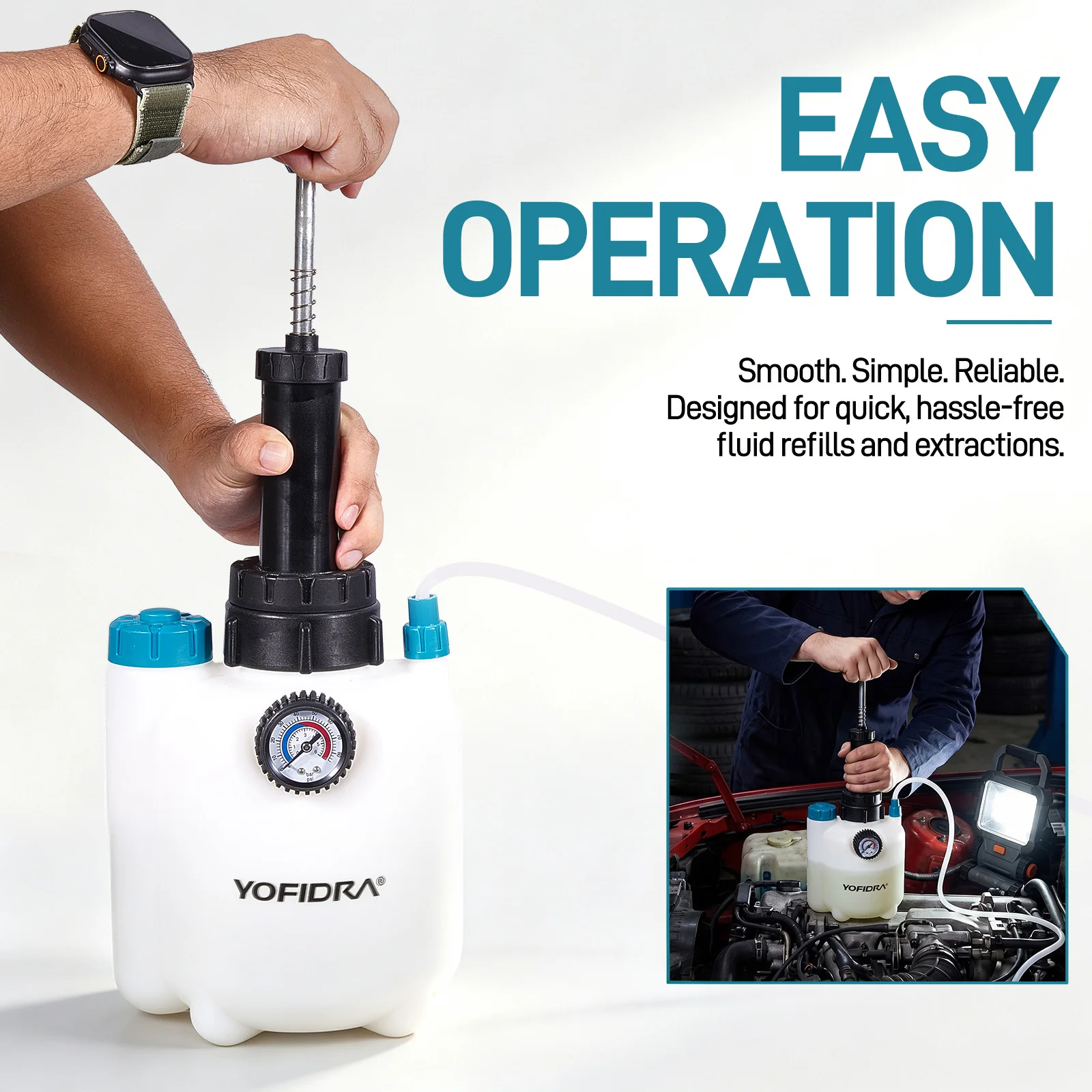 YOFIDRA 3L Kit Professionale per Sfiato Freni Manuale con Pressione, Strumenti per la Riparazione e il Cambio dell'Olio Freni, con Bottiglia Estrattore di Liquido Freni da 1L per Kit Sfiato Freni Auto