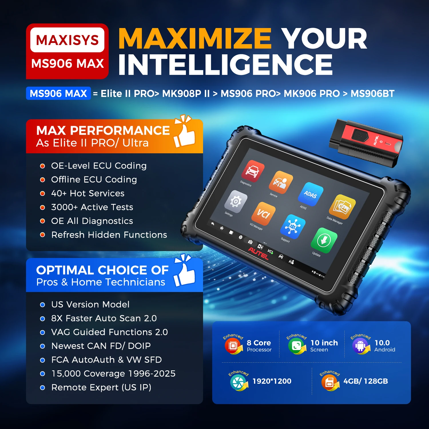Autel MaxiSys MS906 MAX Scanner 10.1