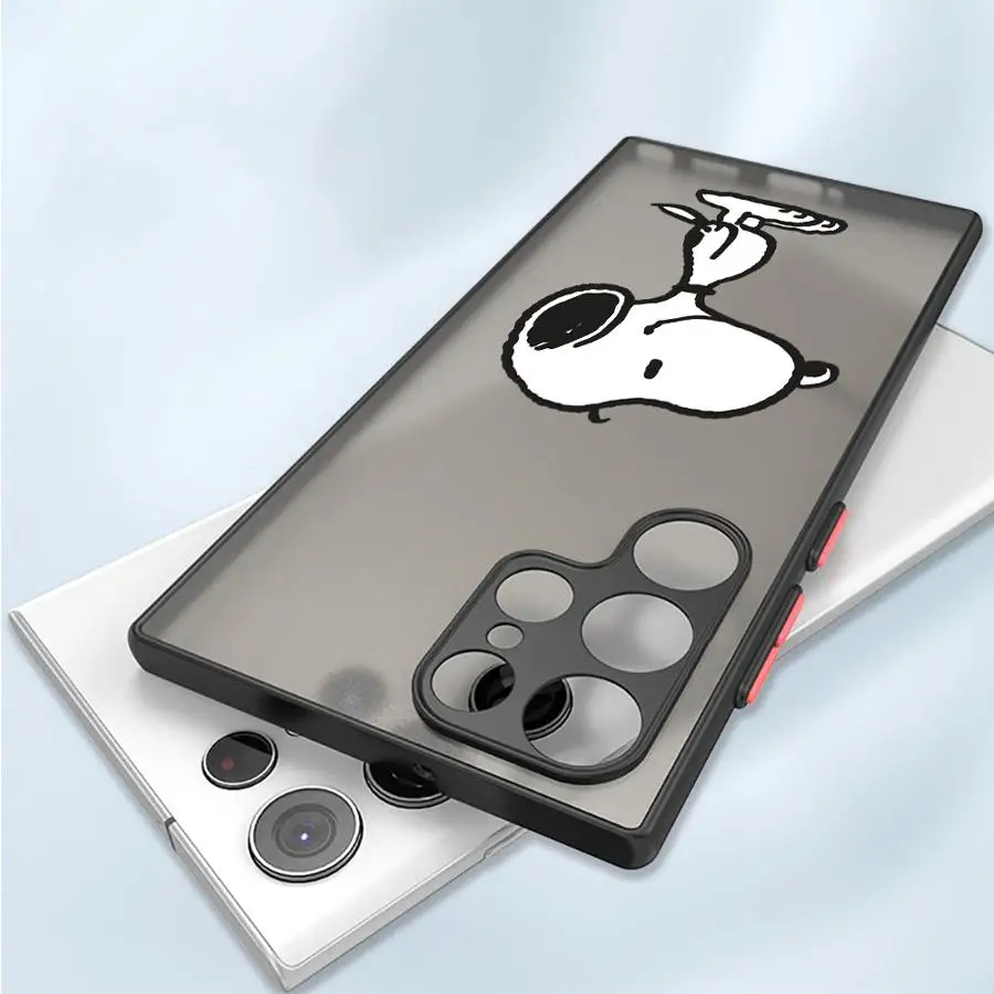 حافظة بحافة سوداء لهاتف سامسونج جالاكسي S23 الترا S24 FE S10 S20 S22 Plus S25 Edge S9 S21 جرو كرتوني لطيف #1