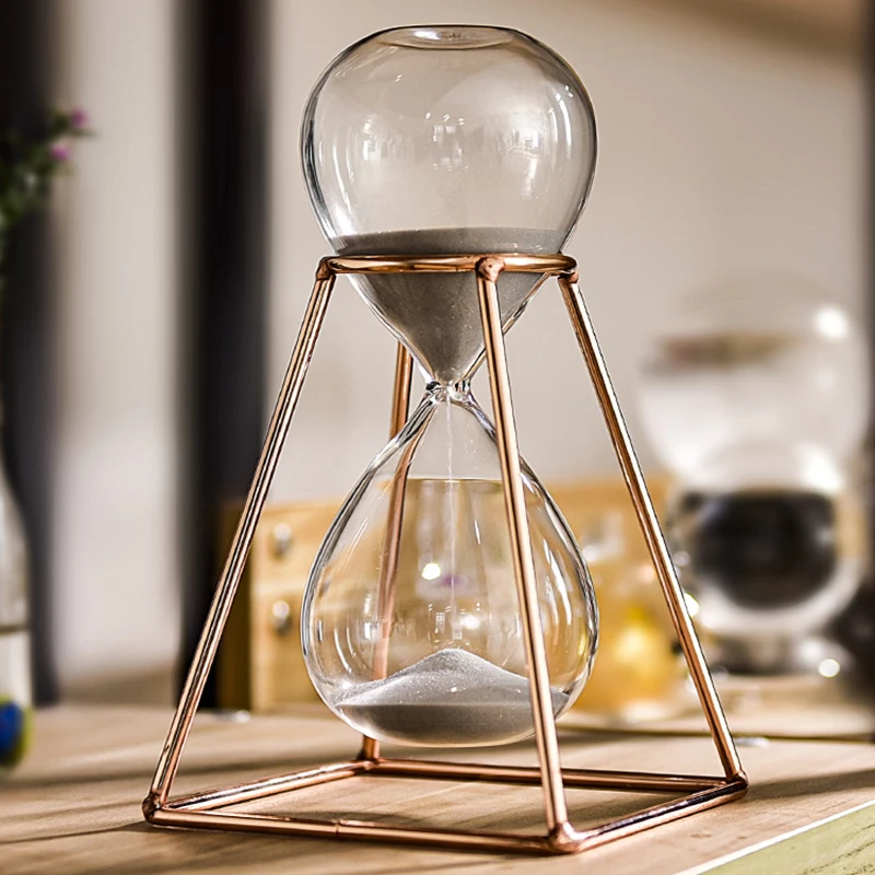 Temporizador de reloj de arena de Metal grande, luz de estilo nórdico, reloj de arena de lujo, decoración creativa para oficina y sala de estar, 30 minutos, LD425