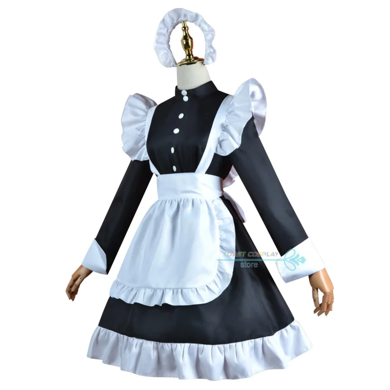 メイドコスプレ衣装 メイドエプロンドレス 女の子 女性 男性 可愛いメイドコスチューム ロールプレイコスチューム 黒と白の衣装 ドレス