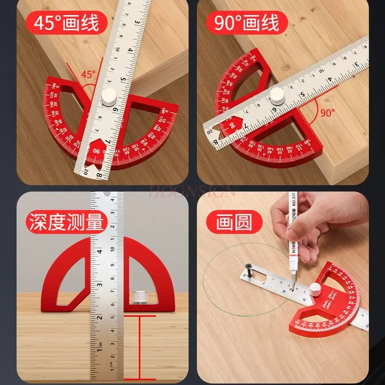 1pcs Multi functional angle ruler, angle gauge, multi-purpose measuring combination, marking ruler, strong magnetic angle gauge