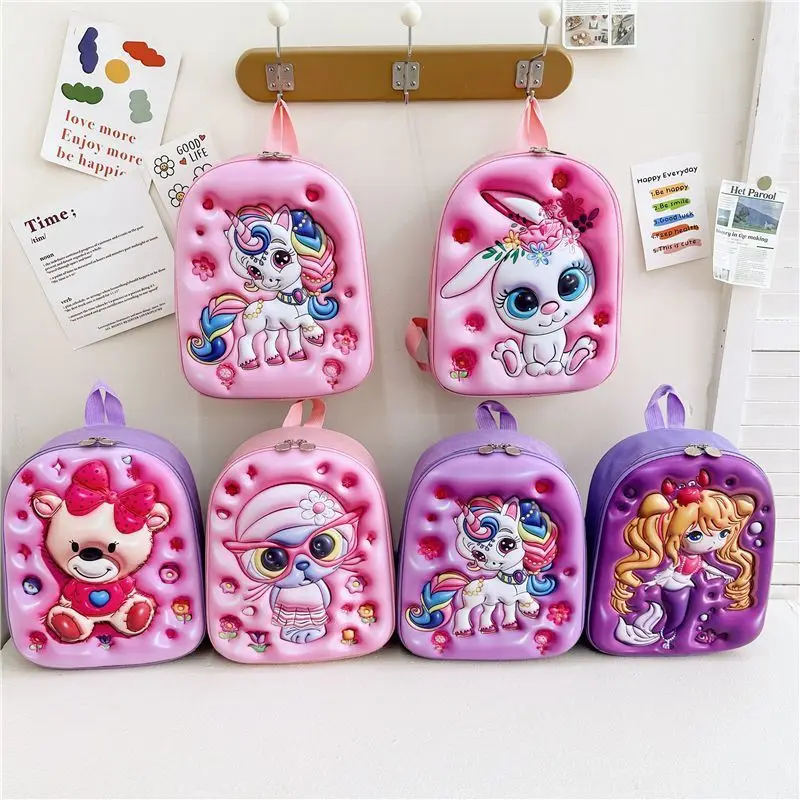 

Children's 3D Schoolbag Kindergarten Boys And Girls Baby Large-Capacity Backpack Cartoon Concave Shell Shoulders Lunch Bag