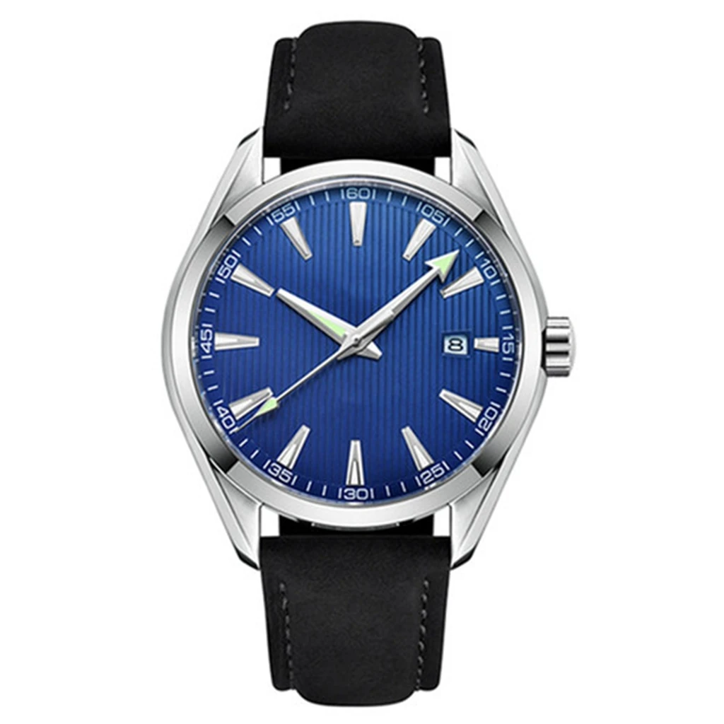 

Polished 41mm men's Mechanical watch blue dial silver marks date sapphire glass 5ATM Automatic watch men W2750