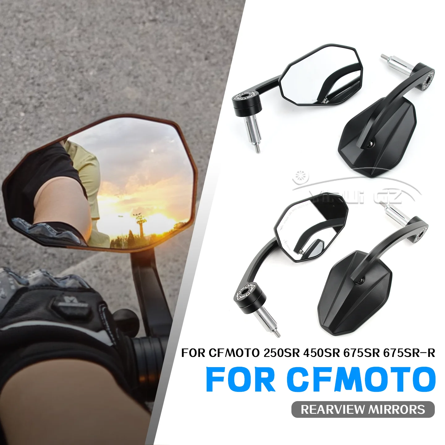 

Зеркало на конце мотоцикла для CFMOTO 250SR 450SR 675SR 675SR-R, боковые зеркала заднего вида на руле, широкое видение 250SR 450SR 675SR