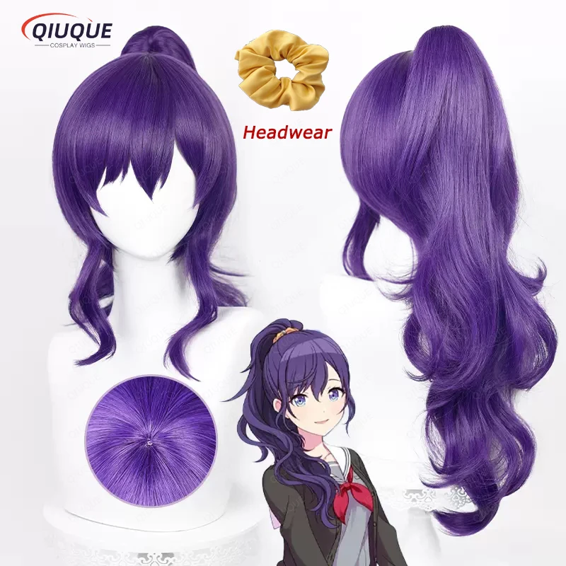 

Anime Project SEKAI COLORFUL STAGE! Asahina Mafuyu Cosplay Wig Dark Purple Ponytail Heat Resistant Synthetic Hair Wigs + Wig Cap