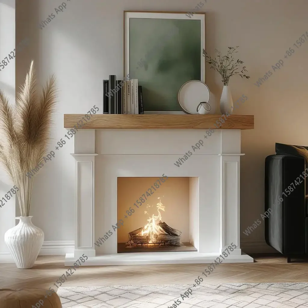 Oi Fireplace Cabinet French Retro Fireplace Art Background Wall Cabinet Living Room Ambient Light Shelf Decorative Cabinet