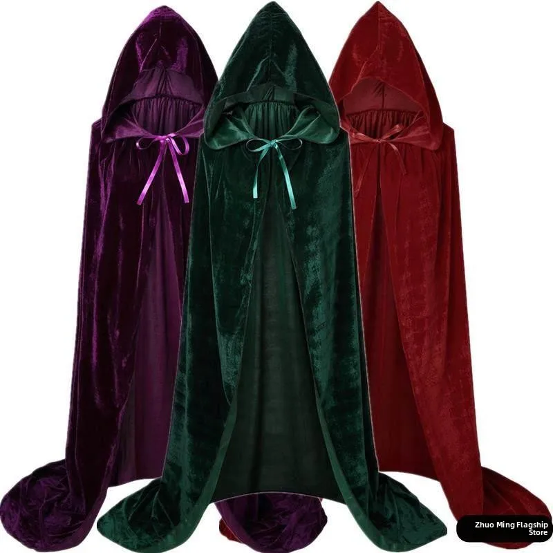 

Velvet Long Cloak Unisex Hooded Robe Anime Character Performance Costume Men's Style Stage Outfit Polyester Material