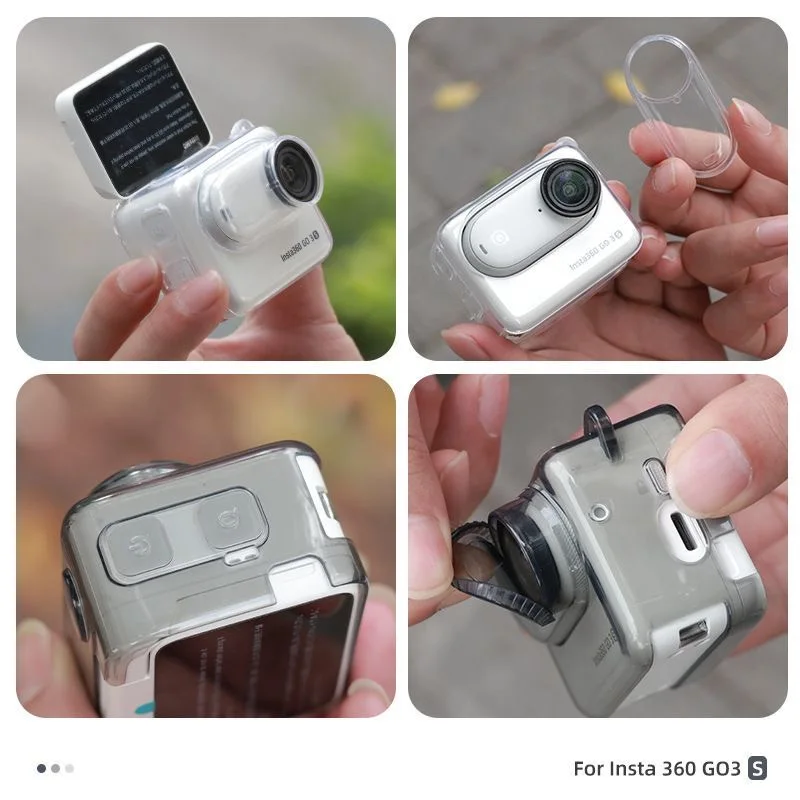 

Soft TPU Anti-drop Protective Case For Insta360 Go3S/3 transparent All-round potective Case With With Lens Cover Accessories