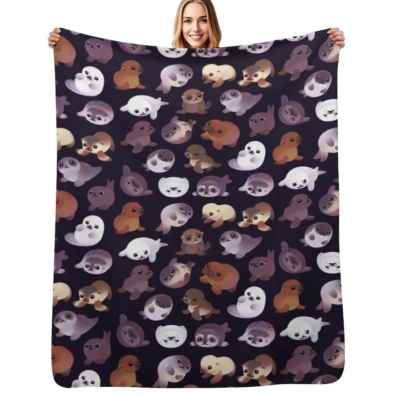 

Seal pup - dark Throw Blanket Bed Beautifuls Hairys Blankets