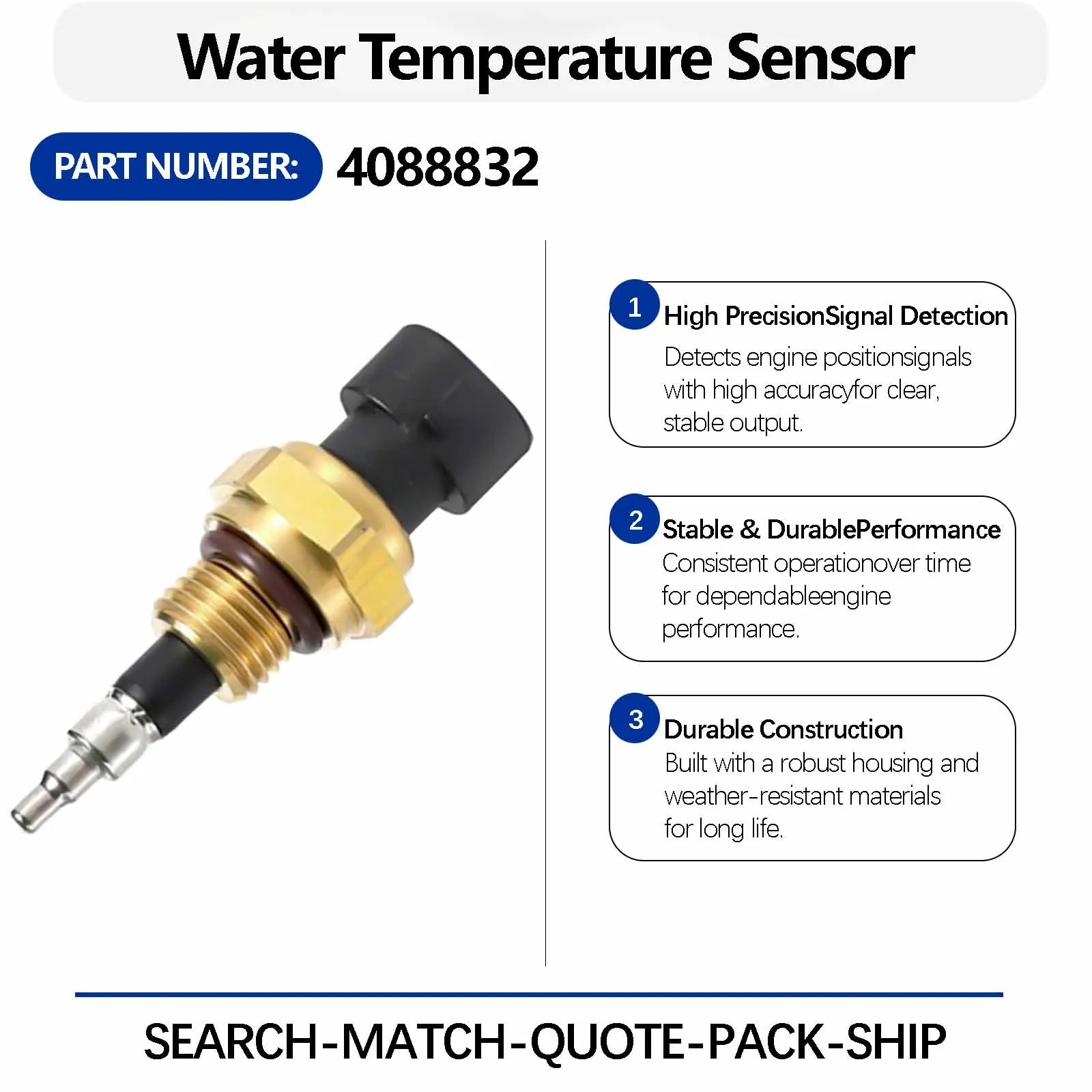 Water Temperature Sensor 6560-61-7300 HM-A41013 4088832 For Komatsu PC400-7 PC400-8 Crawler Excavators