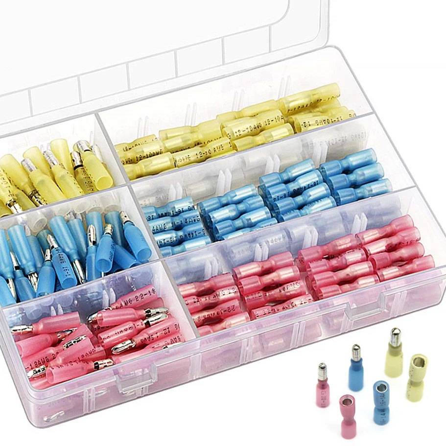 

320/220/160PCS Heat Shrink Bullet Female Male Electrical Crimp Terminal Wire Waterproof Insulation Cable Connectors Splice Kit